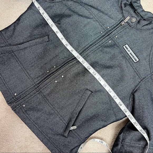 Harley Davidson Women's Denim Zip-Up Riding Jacket Reflective Patches Size Small - Picture 13 of 15